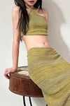 SWAYING/KNIT gradient strapless halterneck top SW23SS1T36 gradient green PS61